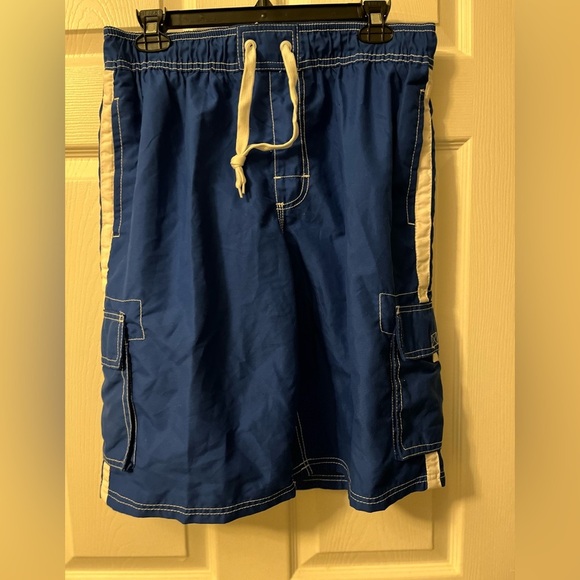 Kanu Surf Blue and White Men's Swim Trunks - Picture 1 of 7